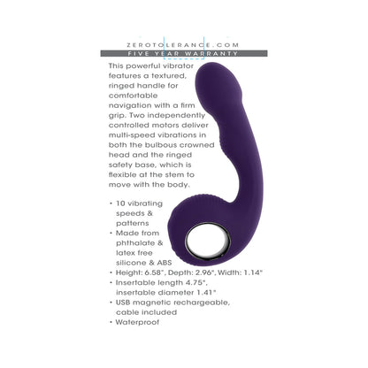 ZERO TOLERANCE - RIP CURL RECHARGEABLE SILICONE VIBRATOR PURPLE