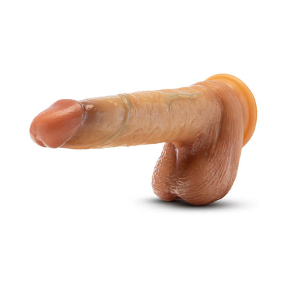 RENAISSANCE DAVINCI SLIDING FORESKIN DILDO WITH SQUEEZABLE BALLS 8 IN. TAN
