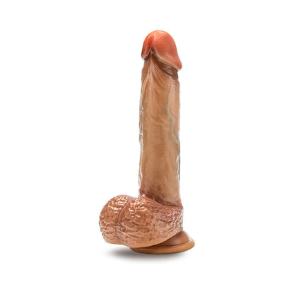 RENAISSANCE RAPHAEL SLIDING FORESKIN DILDO WITH SQUEEZABLE BALLS 9.5 IN. TAN