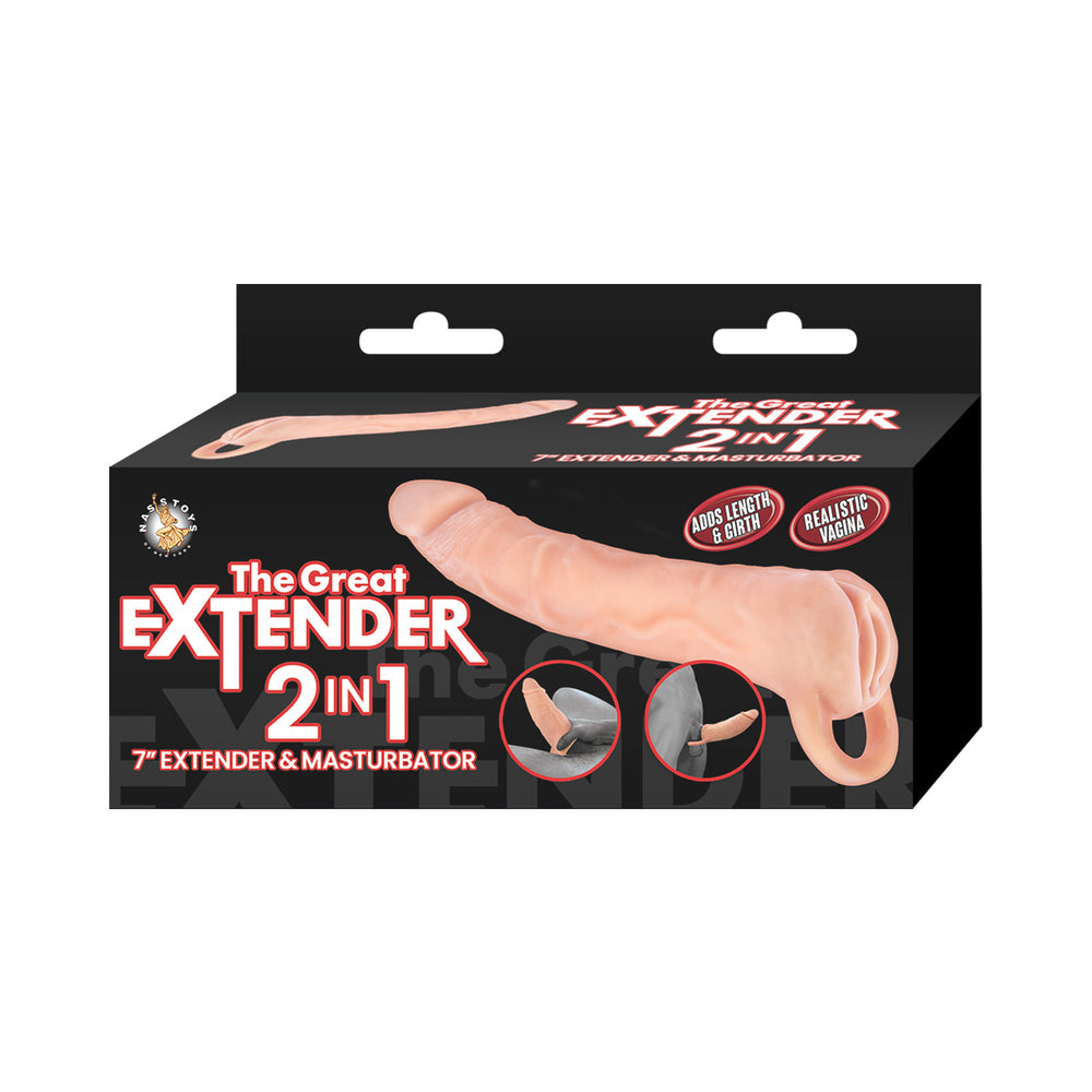 THE GREAT EXTENDER 2-IN-1 EXTENDER & MASTURBATOR 7 IN.