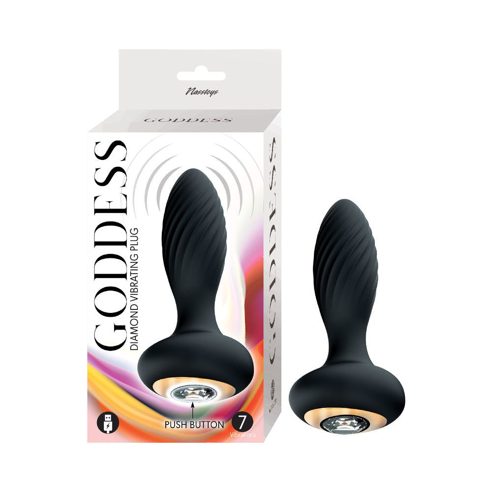 GODDESS DIAMOND VIBRATING PLUG BLACK