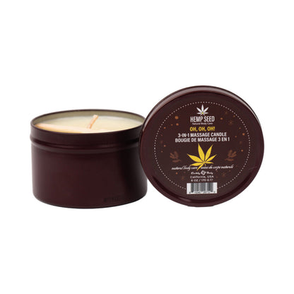 EARTHLY BODY HEMP SEED HOLIDAY 3-IN-1 MASSAGE CANDLE OH, OH, OH 6 OZ.