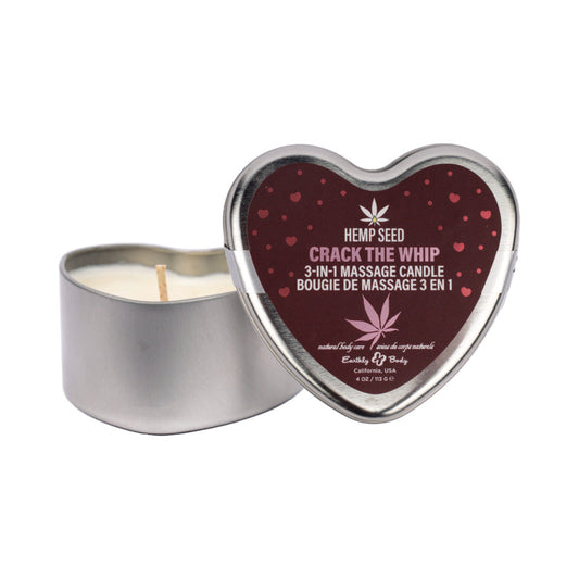 EARTHLY BODY HEMP SEED VALENTINE 3-IN-1 MASSAGE CANDLE CRACK THE WHIP 4.7 OZ.