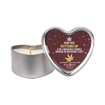 EARTHLY BODY HEMP SEED VALENTINE 3-IN-1 MASSAGE CANDLE BOTTOM''S UP 4.7 OZ.