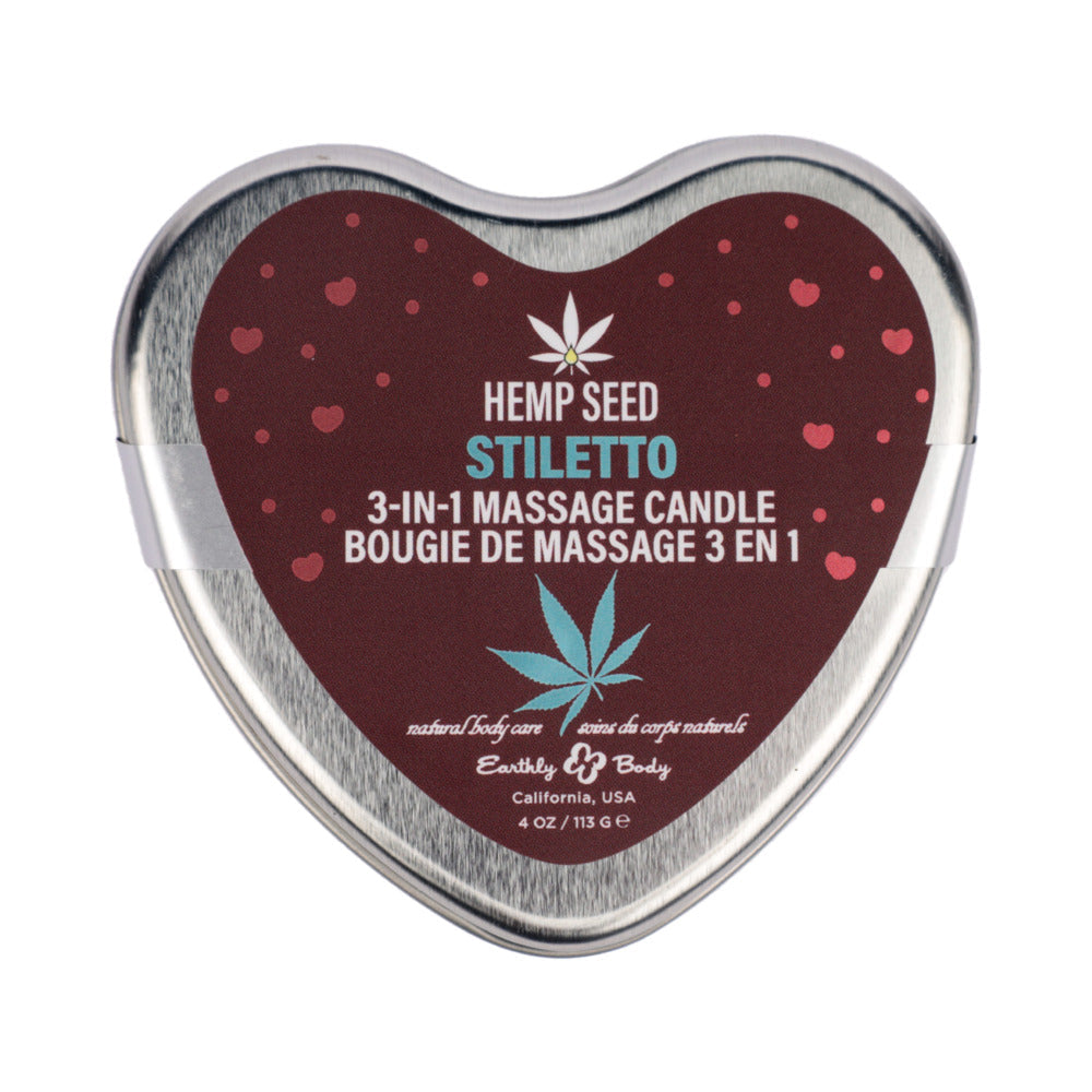 EARTHLY BODY - HEMP SEED VALENTINE 3-IN-1 MASSAGE CANDLE STILETTO 4.7 OZ.