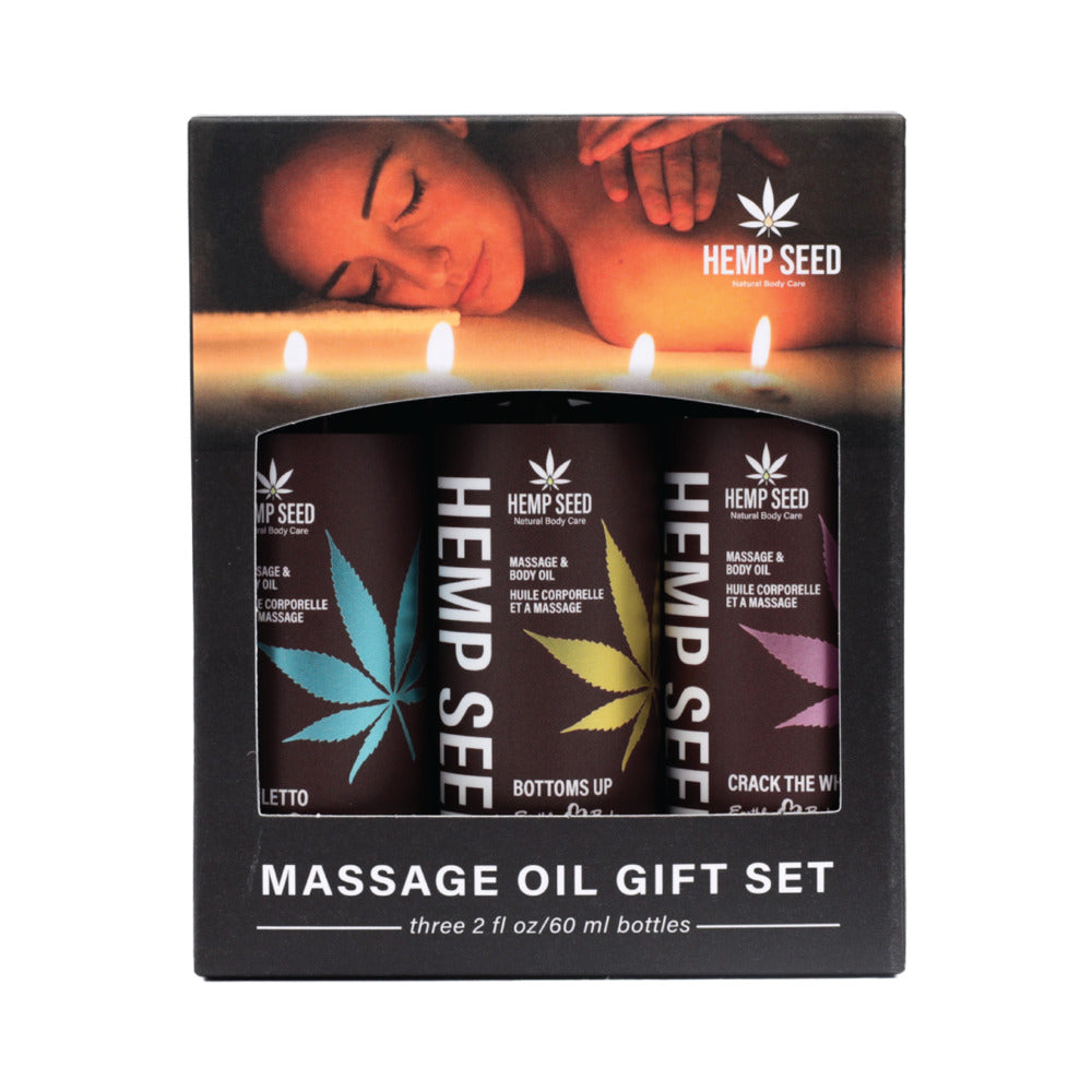EARTHLY BODY HEMP SEED VALENTINE 2025 MASSAGE OIL TRIO GIFT SET