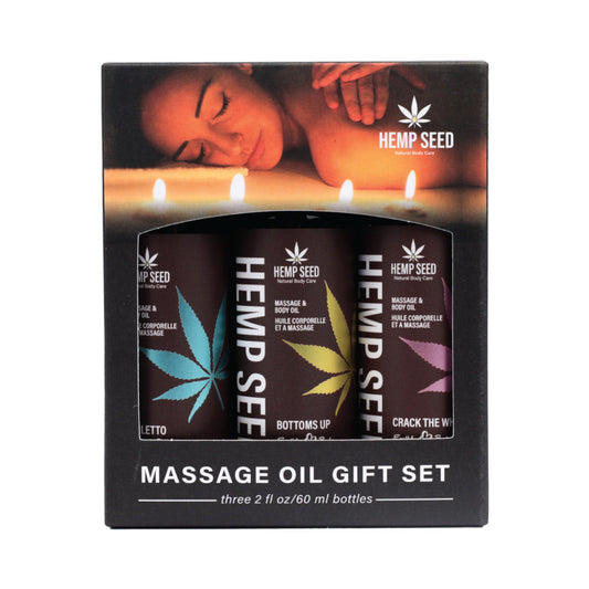 EARTHLY BODY HEMP SEED VALENTINE 2025 MASSAGE OIL TRIO GIFT SET