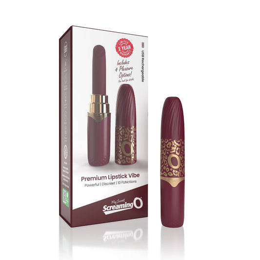 SCREAMING O - MY SECRET PREMIUM RECHARGEABLE VIBRATING LIPSTICK MERLOT