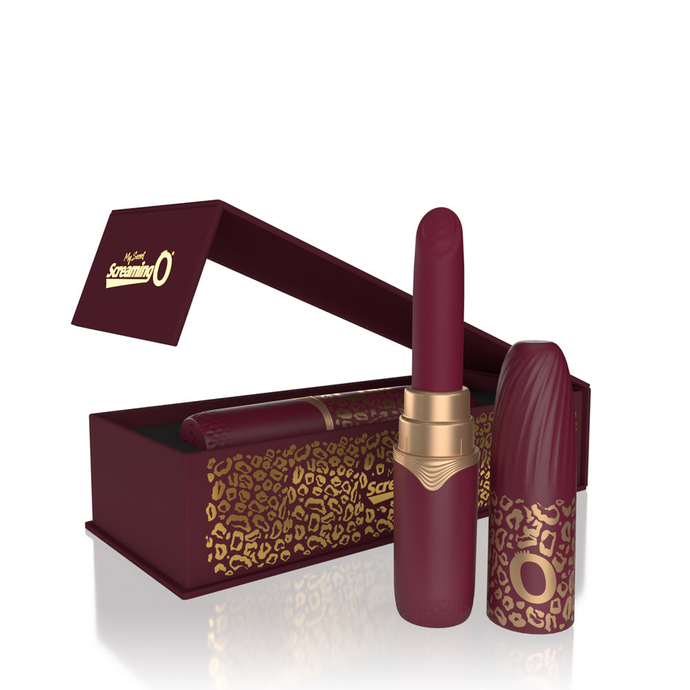 SCREAMING O - MY SECRET PREMIUM RECHARGEABLE VIBRATING LIPSTICK MERLOT