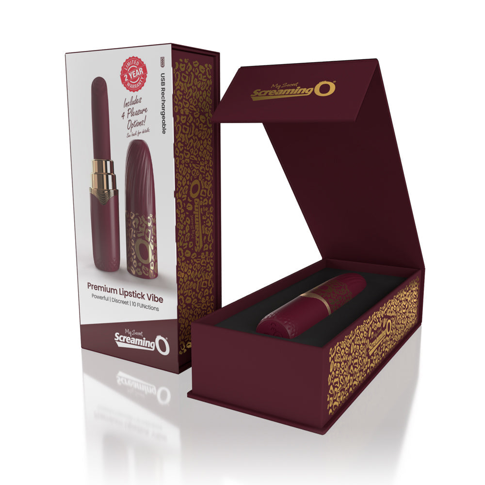 SCREAMING O - MY SECRET PREMIUM RECHARGEABLE VIBRATING LIPSTICK MERLOT