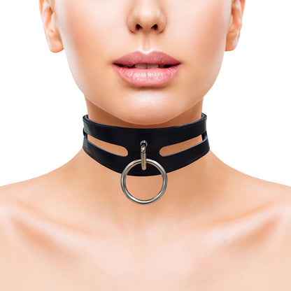 ROUGE LEATHER FASHION COLLAR BLACK