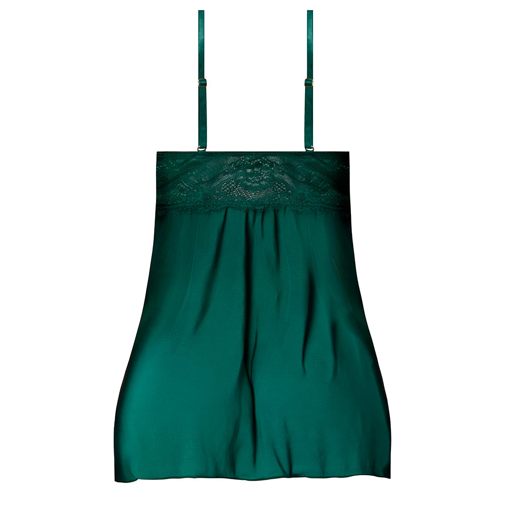 MAGIC SILK EVERMORE BABYDOLL & CHEEKY PANTY SET EMERALD QUEEN SIZE