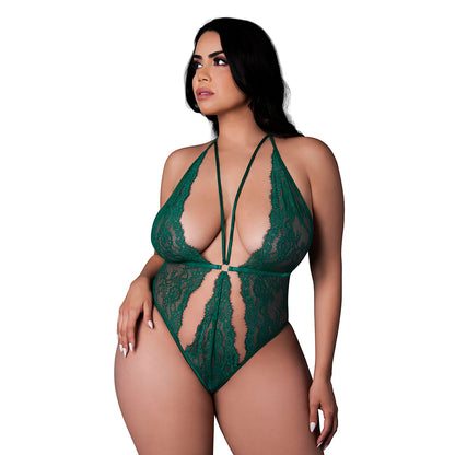 MAGIC SILK EVERMORE PLUNGE TEDDY EMERALD QUEEN SIZE