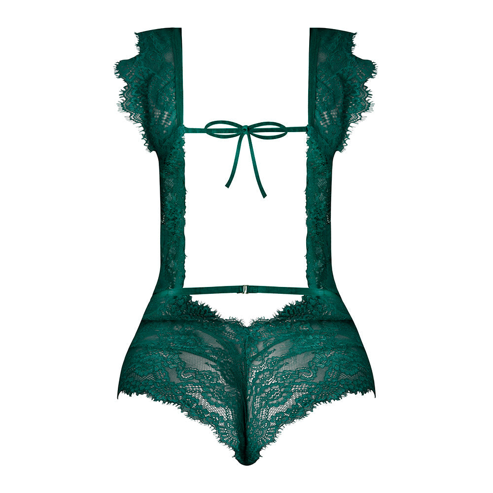 MAGIC SILK EVERMORE CUTOUT ROMPER EMERALD L/XL
