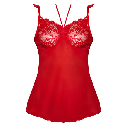 MAGIC SILK SUGAR HIGH BABYDOLL & THONG SET RED L/XL