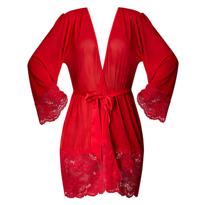 MAGIC SILK SUGAR HIGH 3/4 SLEEVE ROBE RED L/XL