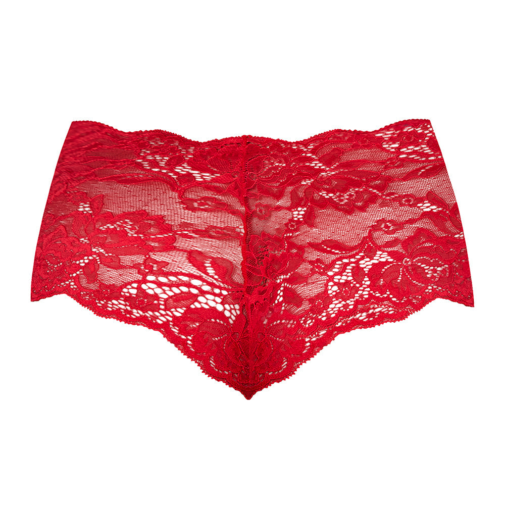 MAGIC SILK - SUGAR HIGH LACE BOY SHORT RED L/XL