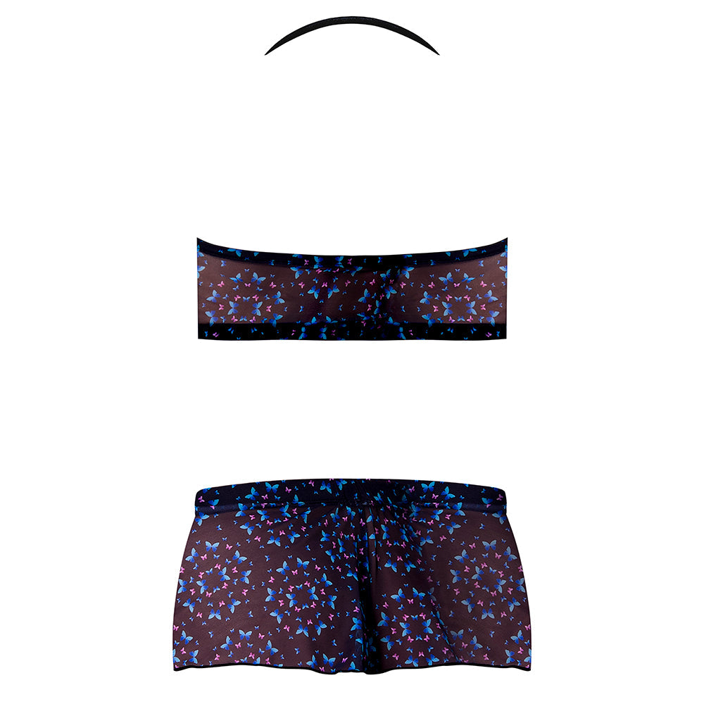 HAZY DAYZ HALTER TOP & HOT SHORT SET BUTTERFLY S/M