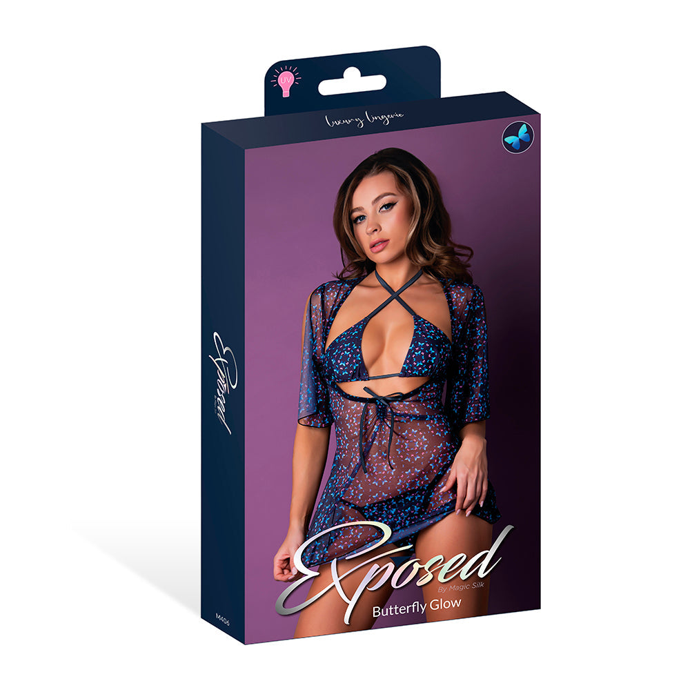 MAGIC SILK HAZY DAYZ HALTER BRA, THONG & DRESS SET BUTTERFLY L/XL