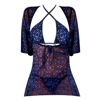 MAGIC SILK HAZY DAYZ HALTER BRA, THONG & DRESS SET BUTTERFLY QUEEN SIZE