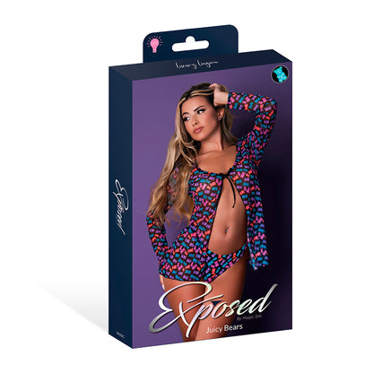 MAGIC SILK HAZY DAYZ TIE FRONT JACKET & THONG SET GUMMY BEARS S/M