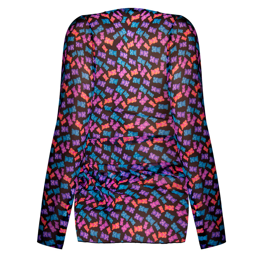 MAGIC SILK HAZY DAYZ TIE FRONT JACKET & THONG SET GUMMY BEARS L/XL