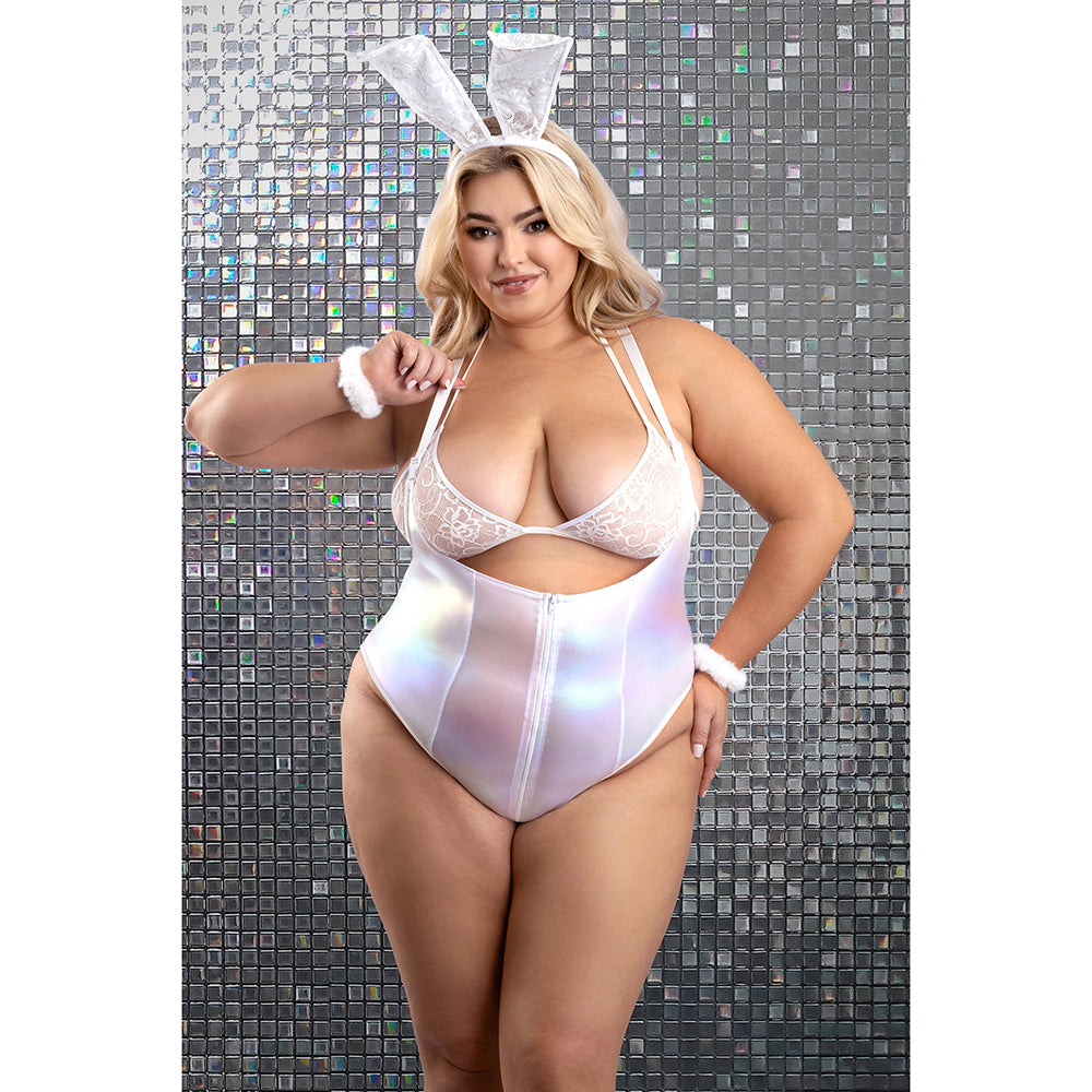 FANTASY LINGERIE PLAY BUNNY HILLS 5-PIECE BUNNY COSTUME SET WHITE XL/2XL