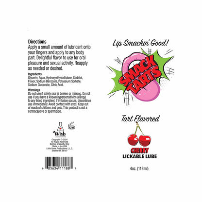 SMACK TARTS LICKABLE SOUR CHERRY LUBE 4 OZ.