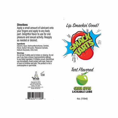 SMACK TARTS LICKABLE SOUR GREEN APPLE LUBE 4 OZ.