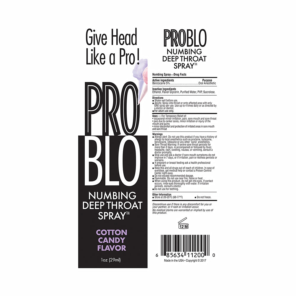 LITTLE GENIE - PRO BLO NUMBING DEEP THROAT SPRAY COTTON CANDY 1 OZ.