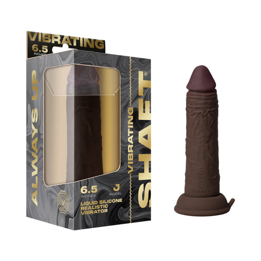 SHAFT - VIBRATING MODEL J: 6.5 IN. DUAL DENSITY SILICONE DILDO MAHOGANY