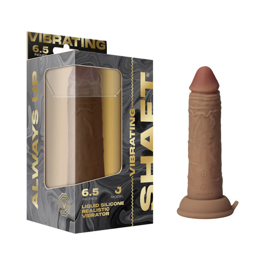 SHAFT - VIBRATING MODEL J: 6.5 IN. DUAL DENSITY SILICONE DILDO OAK
