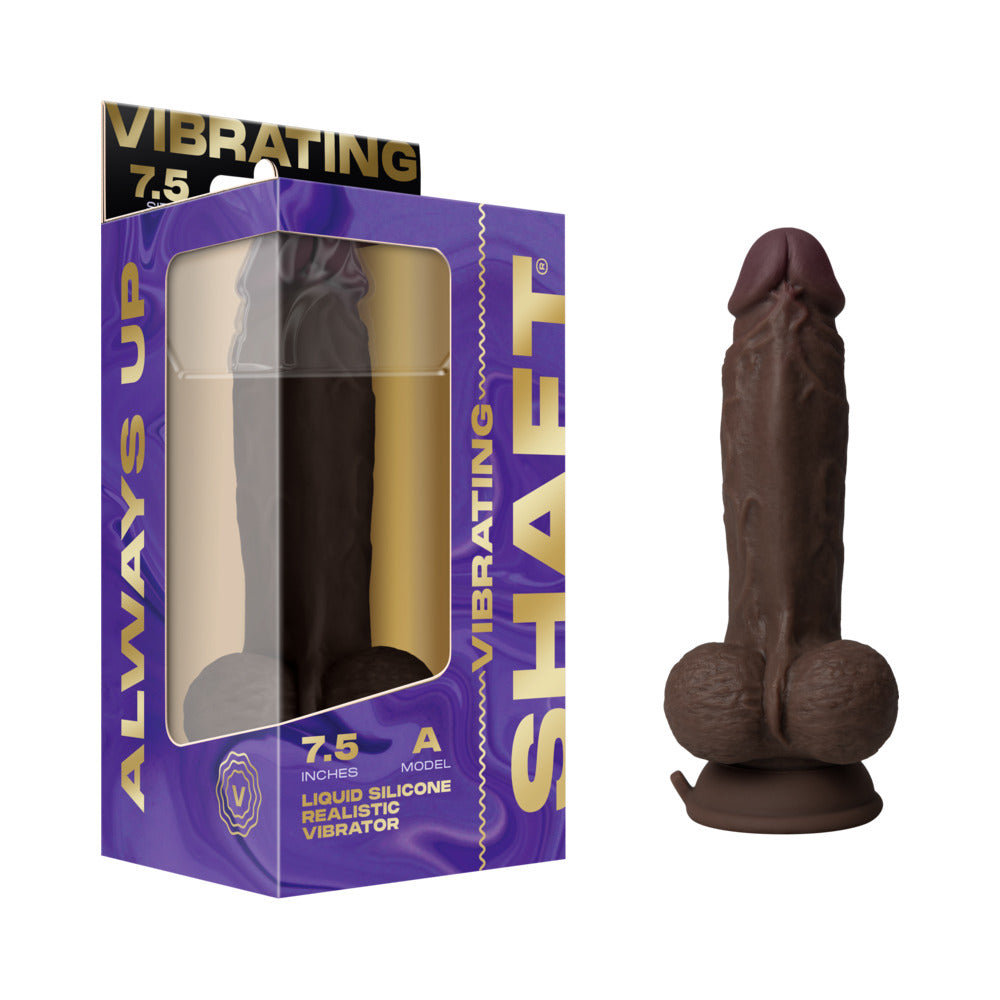 SHAFT VIBRATING MODEL A: 7.5 IN. DUAL DENSITY SILICONE DILDO MAHOGANY