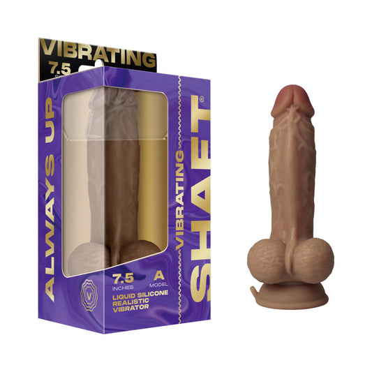 SHAFT - VIBRATING MODEL A: 7.5 IN. DUAL DENSITY SILICONE DILDO OAK