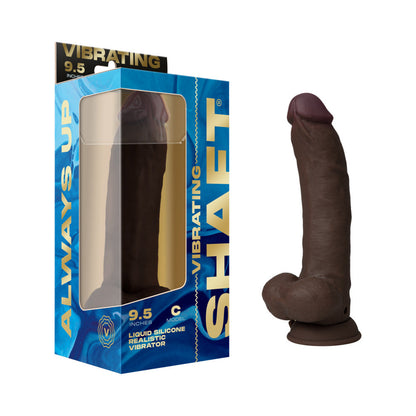 SHAFT - VIBRATING MODEL C: 9.5 IN. DUAL DENSITY SILICONE DILDO MAHOGANY