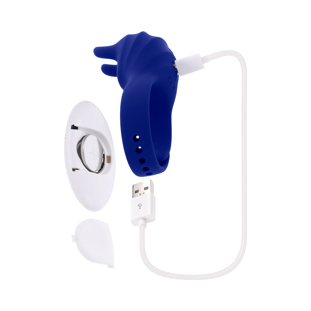ZERO TOLERANCE - ADJUSTABLE FUN RING RECHARGEABLE VIBRATING C-RING WITH REMOTE SILICONE BLUE