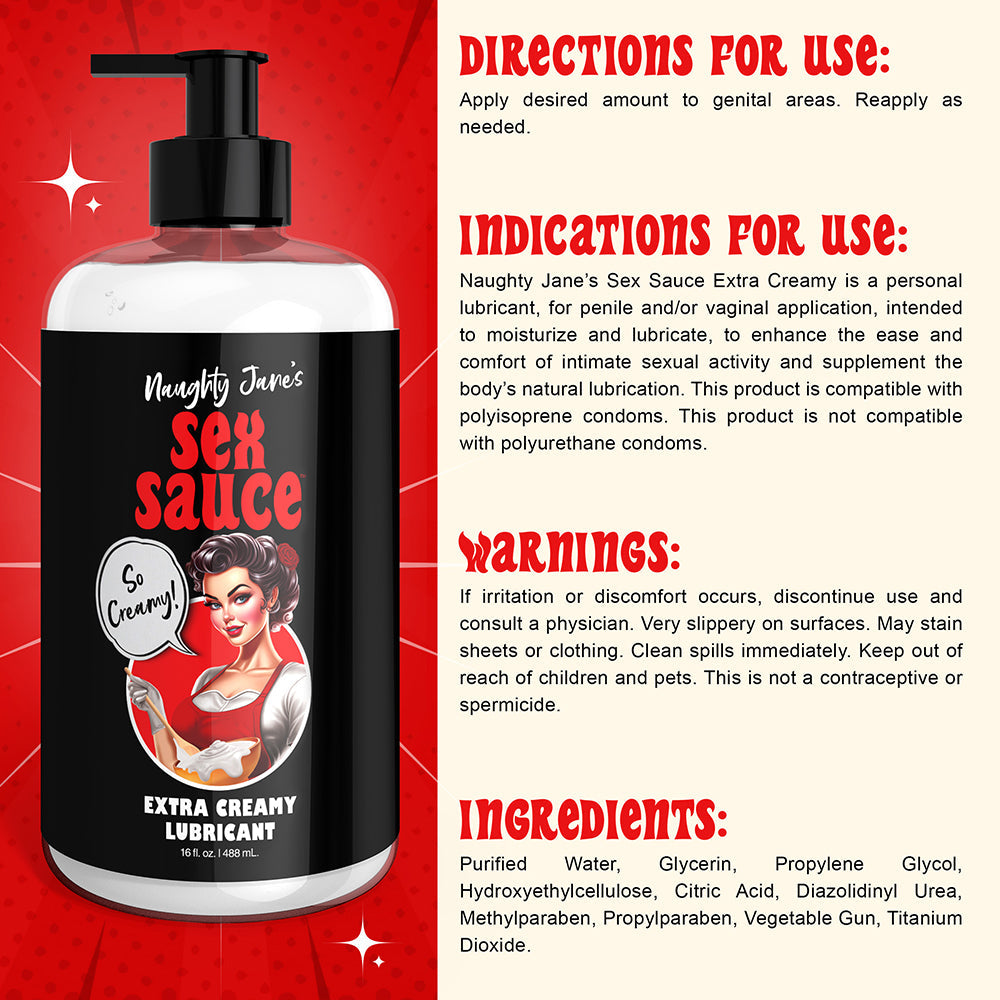 NAUGHTY JANE''S SEX SAUCE EXTRA CREAMY LUBRICANT 16 OZ.