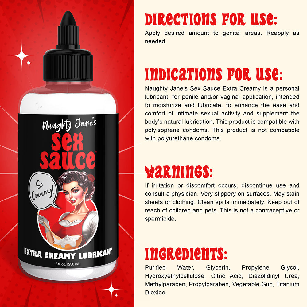 XR BRANDS - NAUGHTY JANE''S SEX SAUCE EXTRA CREAMY LUBRICANT 8 OZ.