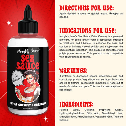 NAUGHTY JANE''S SEX SAUCE EXTRA CREAMY LUBRICANT 8 OZ.