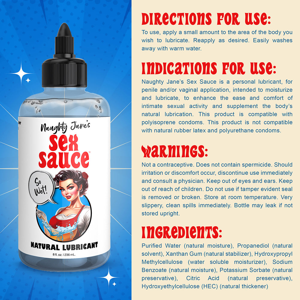 XR BRANDS - NAUGHTY JANE''S SEX SAUCE NATURAL LUBRICANT 8 OZ.