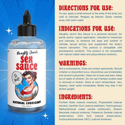 XR BRANDS - NAUGHTY JANE''S SEX SAUCE NATURAL LUBRICANT 8 OZ.