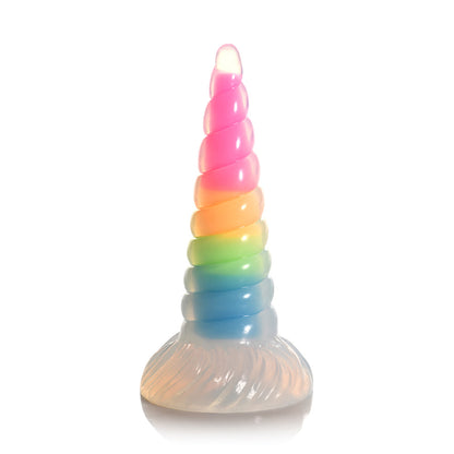 CREATURE COCKS UNI-GLOW GLOW-IN-THE-DARK RAINBOW SILICONE DILDO