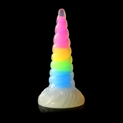 CREATURE COCKS UNI-GLOW GLOW-IN-THE-DARK RAINBOW SILICONE DILDO