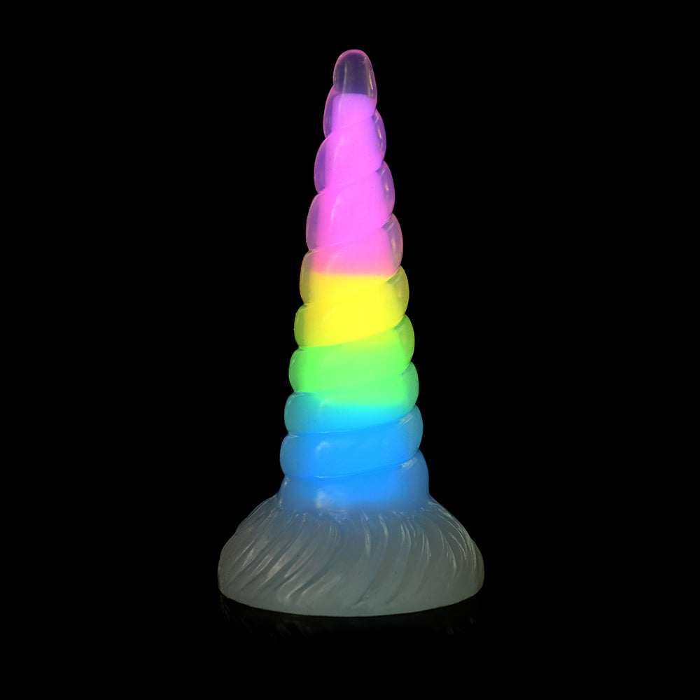 CREATURE COCKS UNI-GLOW GLOW-IN-THE-DARK RAINBOW SILICONE DILDO