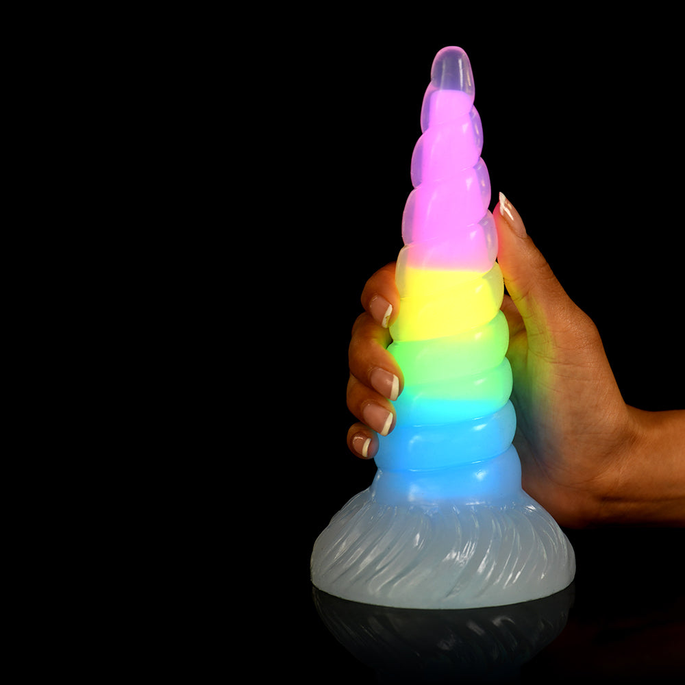 CREATURE COCKS UNI-GLOW GLOW-IN-THE-DARK RAINBOW SILICONE DILDO