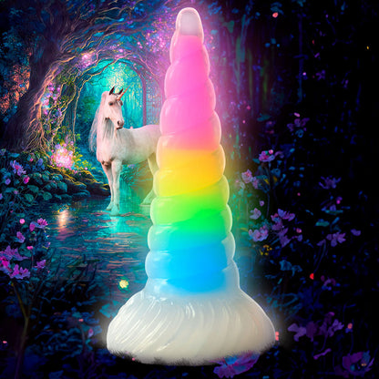 CREATURE COCKS UNI-GLOW GLOW-IN-THE-DARK RAINBOW SILICONE DILDO