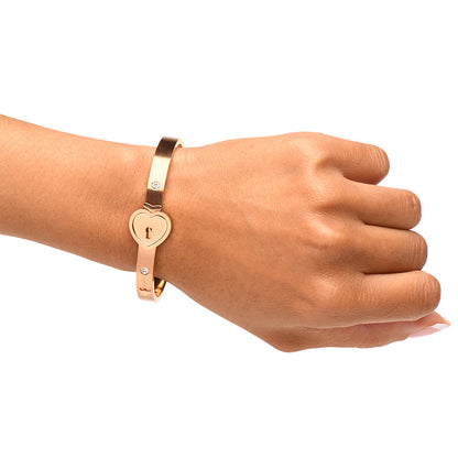 MASTER SERIES CUFFED LOCKING BRACELET & KEY NECKLACE ROSE GOLD