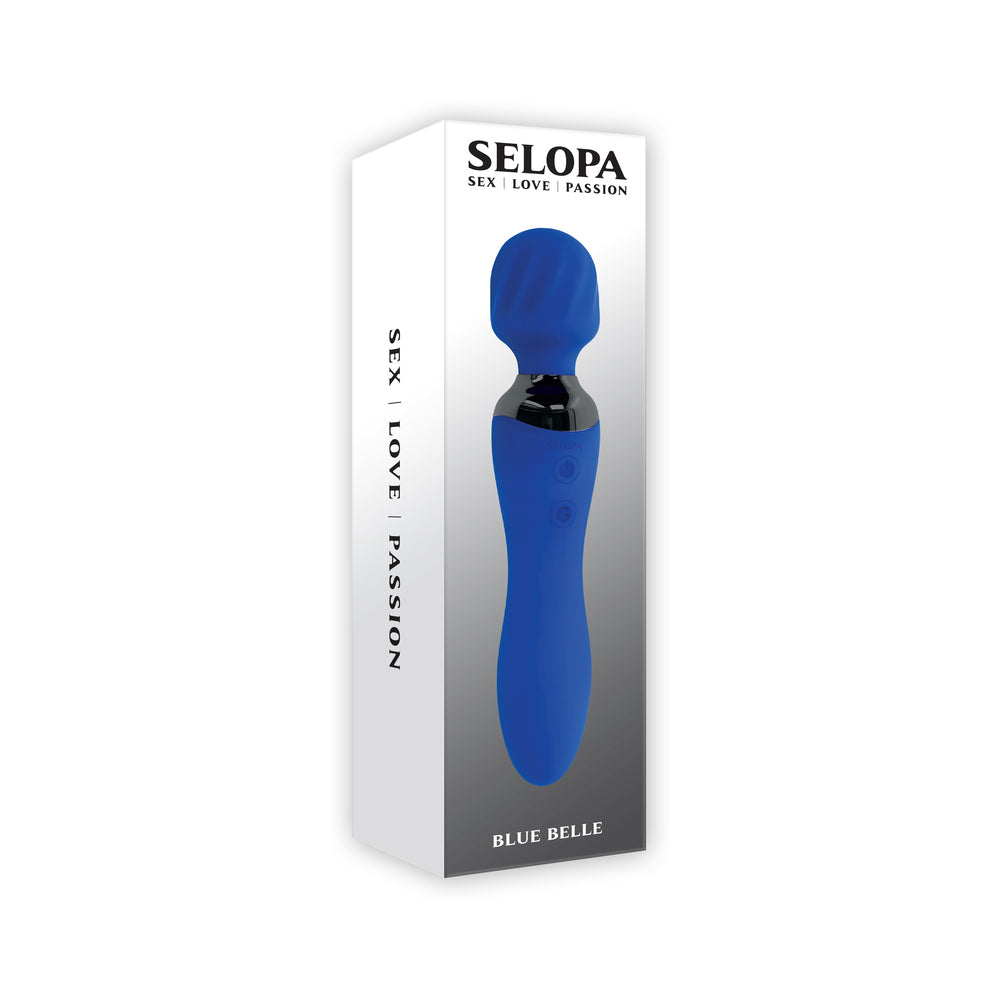 SELOPA - BLUE BELLE RECHARGEABLE DUAL-ENDED WAND VIBRATOR SILICONE BLUE