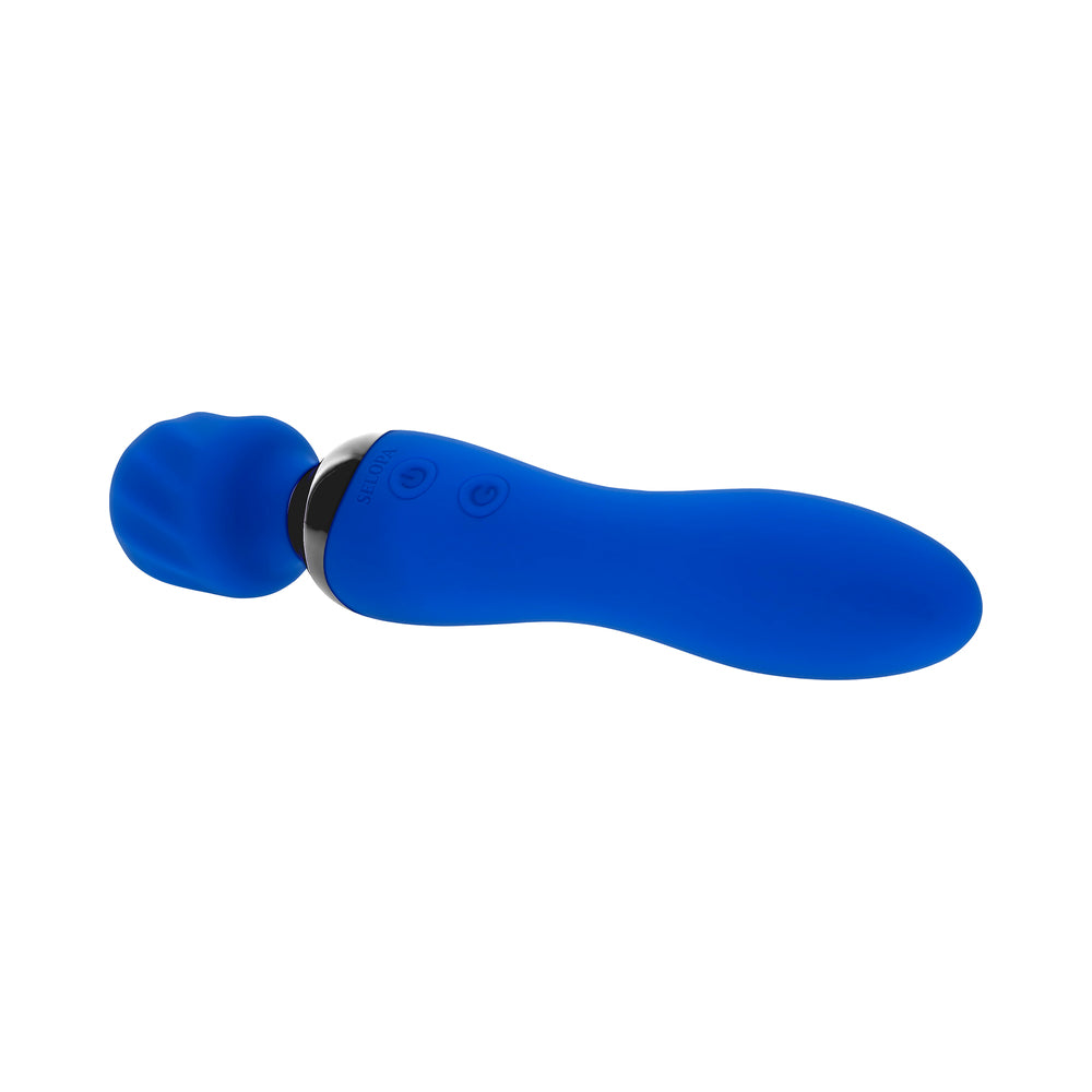 SELOPA BLUE BELLE RECHARGEABLE DUAL-ENDED WAND VIBRATOR SILICONE BLUE