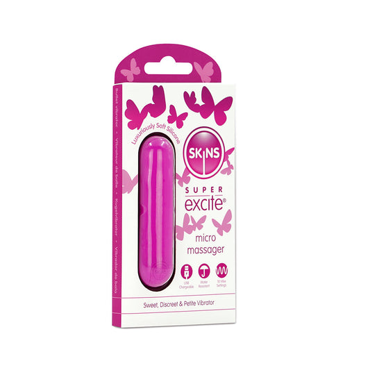 SKINS SUPER EXCITE RECHARGEABLE 10 FUNCTIONS BULLET PINK